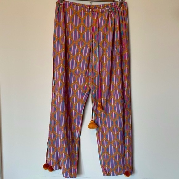 Figue Goa drawstring printed Cotton-blend Wide-leg Pants S - Picture 4 of 10